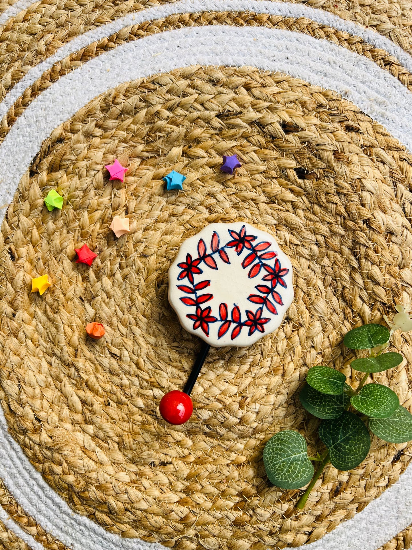 Red Leaf Ceramic Wall Hook
