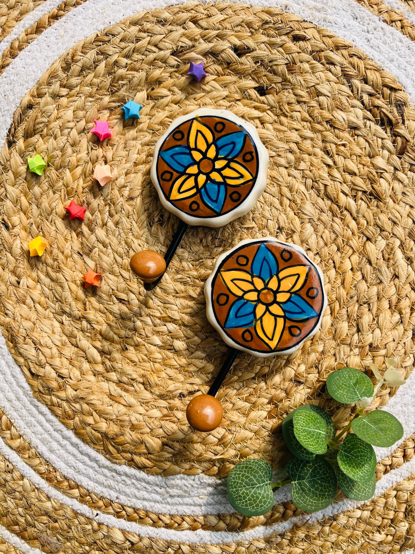 Rangoli Phool Ceramic Hook