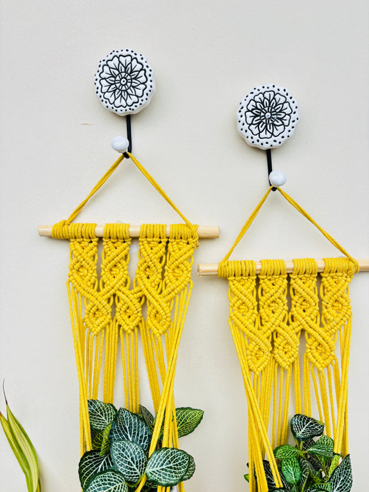 Quiet Corner Hanging Planter Set – Sunflower Yellow