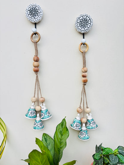 Vibesroute ZenBloom Floral Bell Hanging – Green (Set of 2)