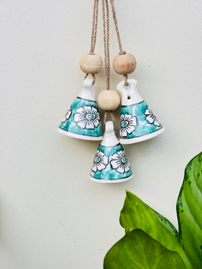 Vibesroute ZenBloom Floral Bell Hanging – Green (Set of 2)