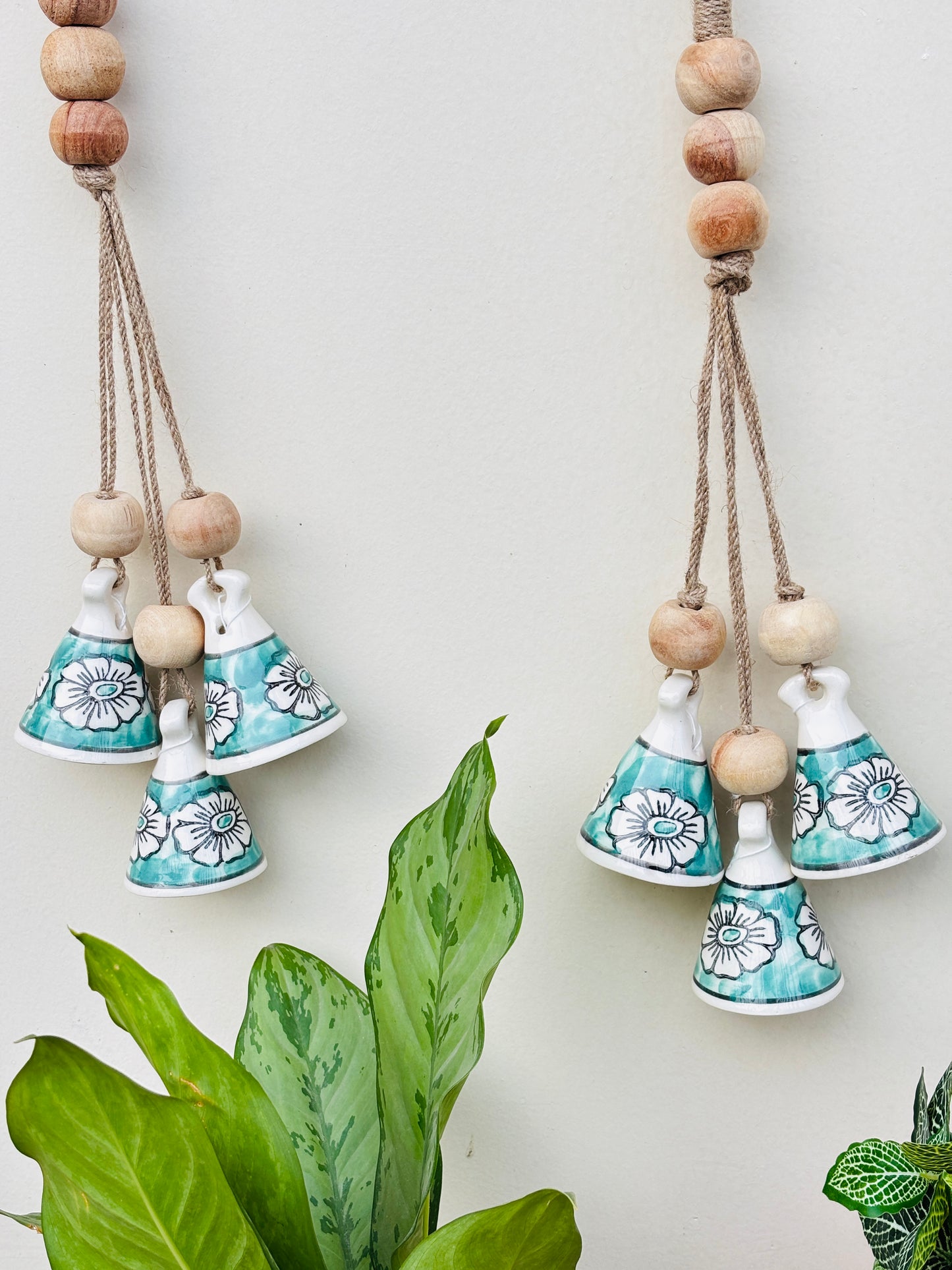 Vibesroute ZenBloom Floral Bell Hanging – Green (Set of 2)