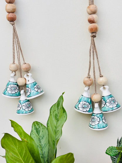 Vibesroute ZenBloom Floral Bell Hanging – Green (Set of 2)